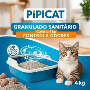 Pipicat Granulado Sanitário Classic 4 kg: conforto para o seu gato e tranquilidade para você